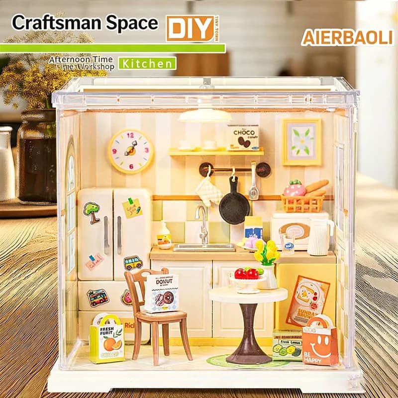Nouvelle Super Maison DIY à Assembler : Cabane, Cuisine, Chambre - Modèle Miniature 3D en Blocs de C