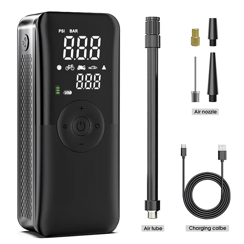CARSUN-Pompe à Air Rechargeable, Compresseur Portable, Numérique, Sans Fil, pour Voiture, Vélo, Moto