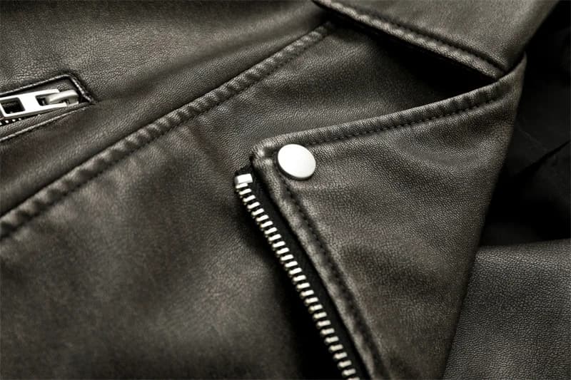 2025New Coal gray le Veste en cuir lavé pour femme avec ceinture, manteau court avec fermeture éclai