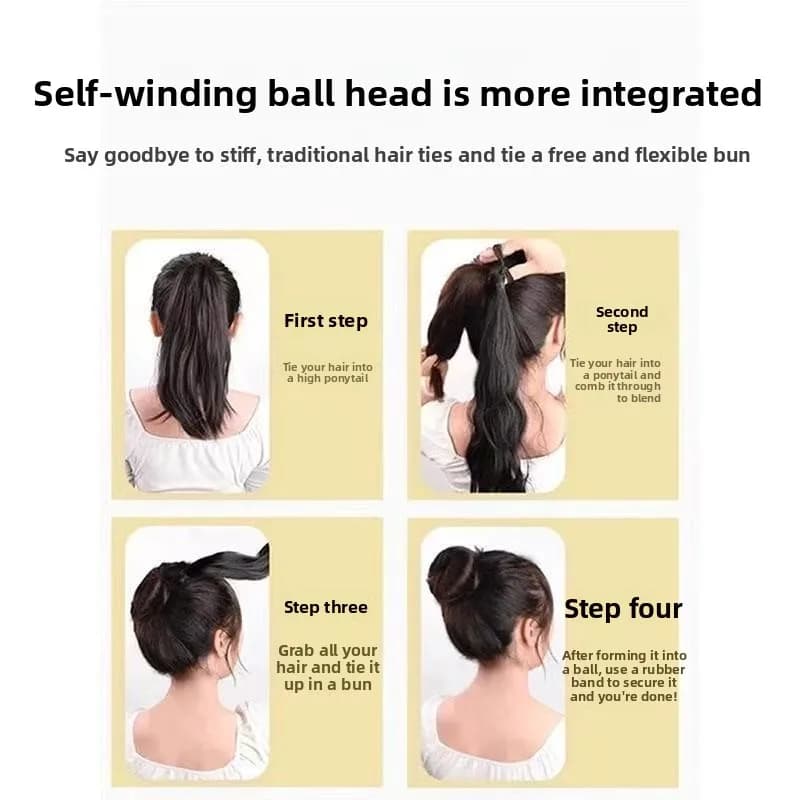 Couleur unie dame fibre synthétique enroulement boule anneau de cheveux perruque bourgeon cheveux ch