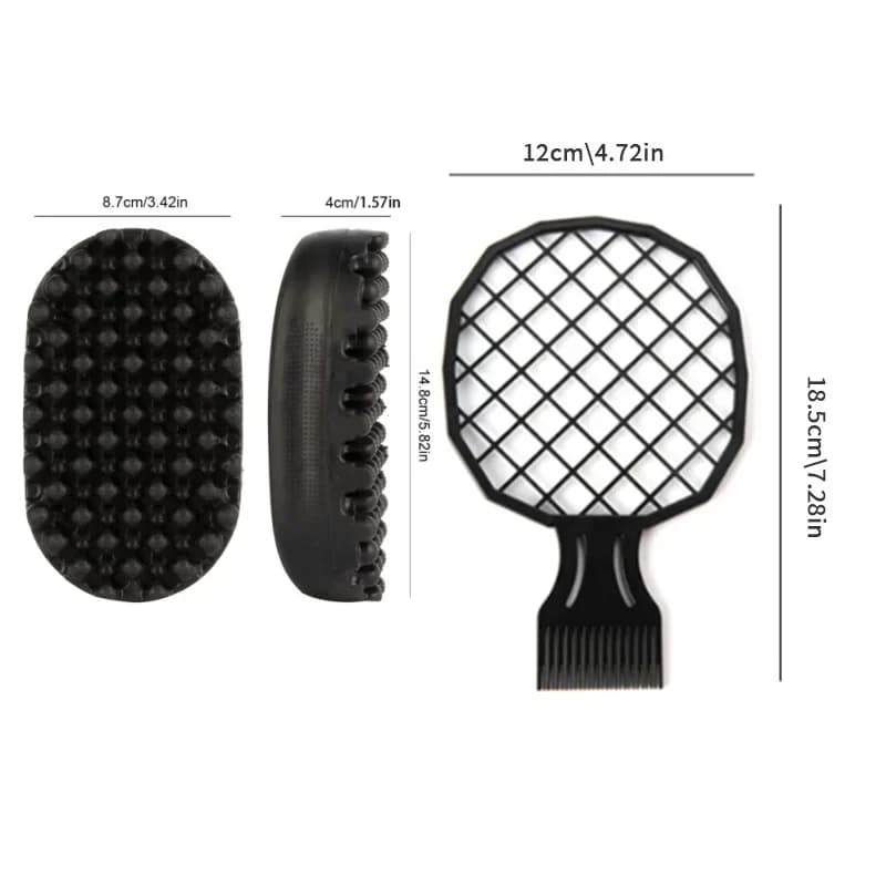 Ensemble combiné d'outils de coiffure pour tresses de cheveux, peigne à grille de cheveux noirs + br