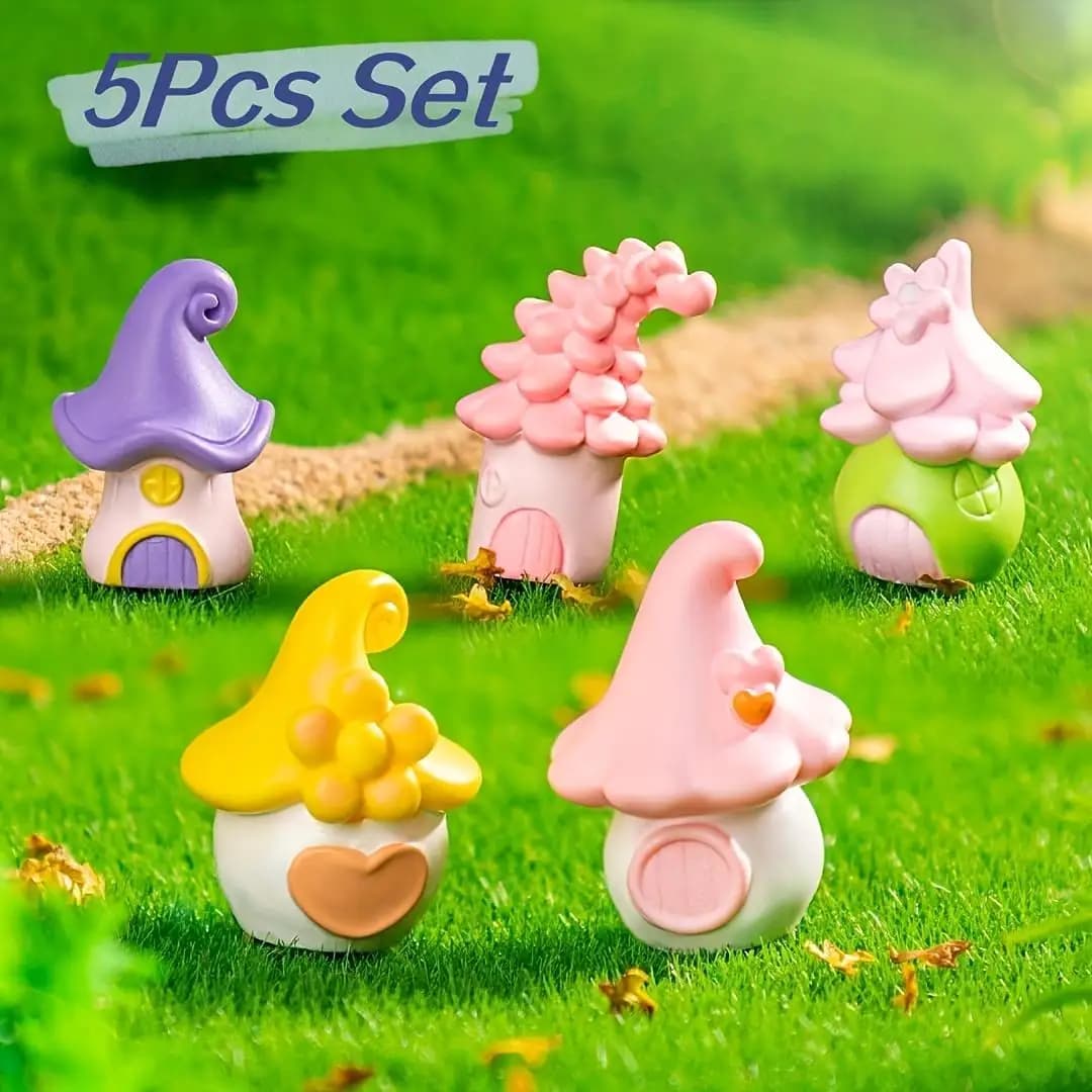 【Ensemble de mini-maisons Magic Elf】Ensemble de 5 mini-maisons de dessin animé Magic Elf - Décoratio