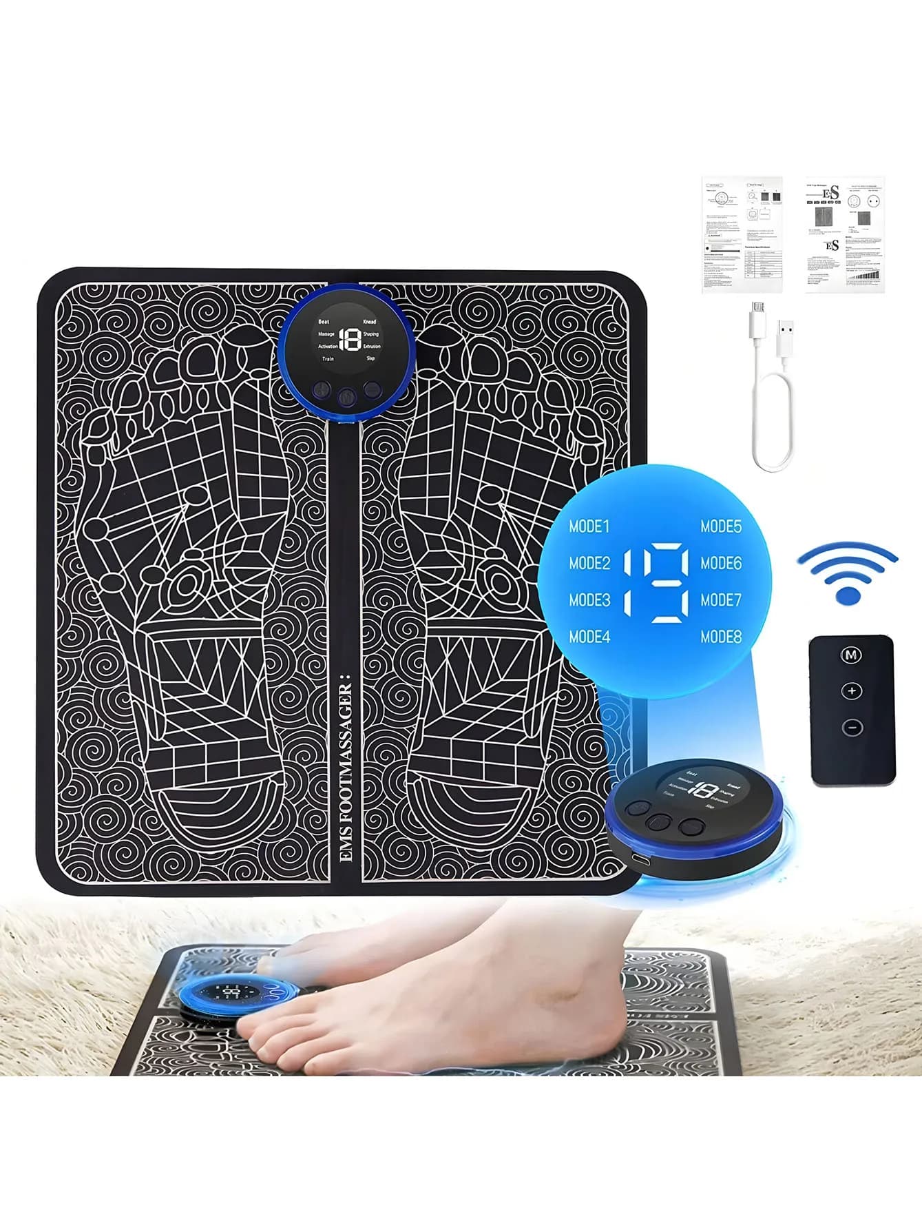 Masseur de pieds électrique rechargeable – Améliore la circulation sanguine et déteste les muscles