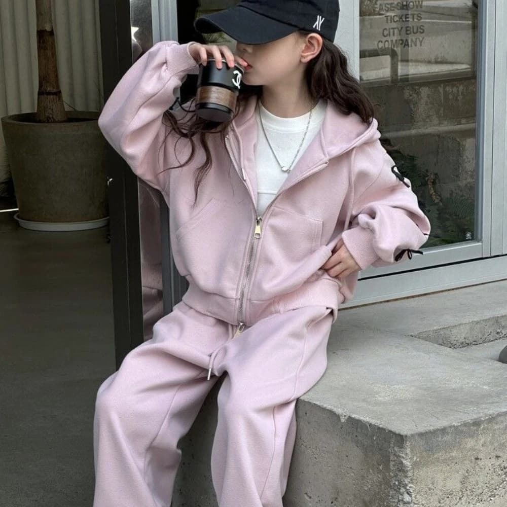 Bear Leader – ensemble pour filles, mode coréenne, décoration avec nœud rose, manches longues, ferme
