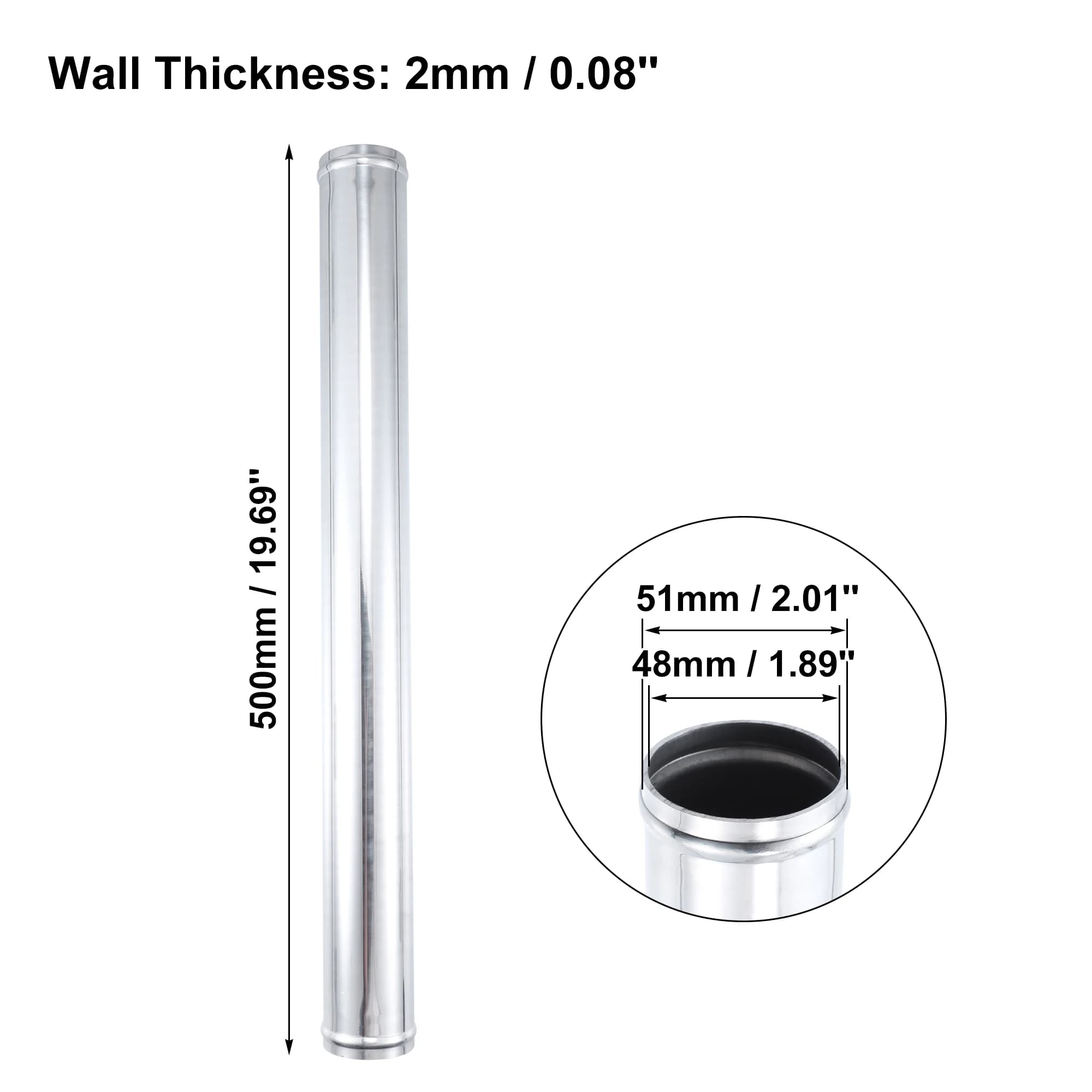 Uxcell Tube en alliage d'aluminium OD 51/57/63/70/76mm tuyau de refroidisseur intermédiaire tuyau d'
