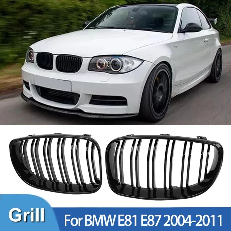 Pour BMW série 1 E81 E87 2004-2011 noir brillant grilles couverture voiture pare-chocs avant amant F