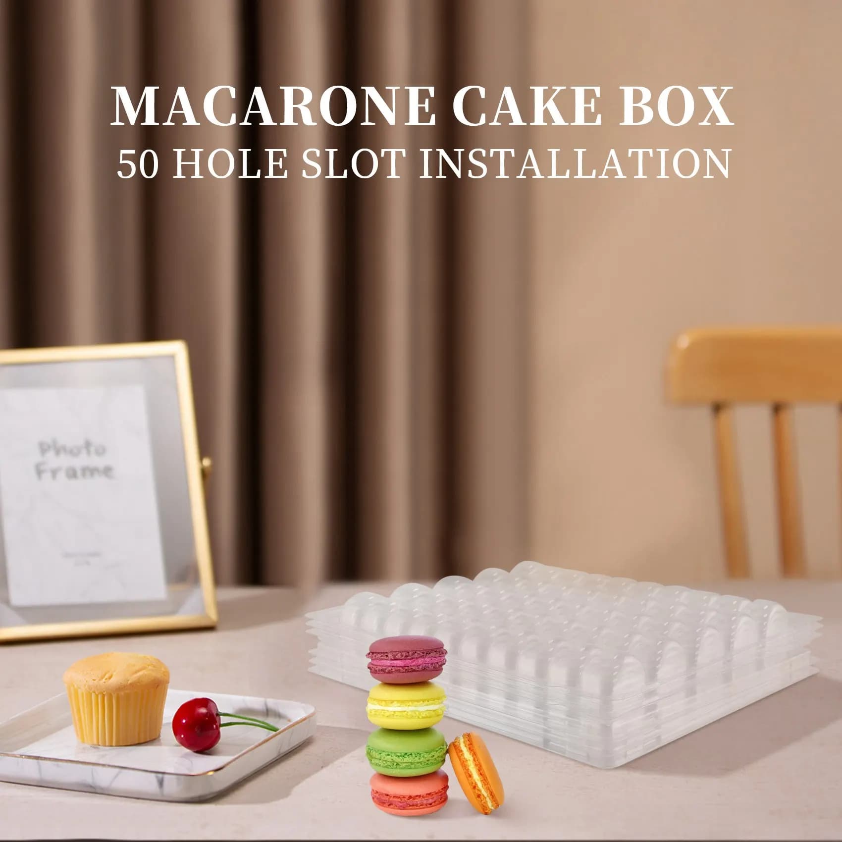 Plateaux de rangement pour macarons français transparents, l'horloge fermable, peut contenir 50 maca