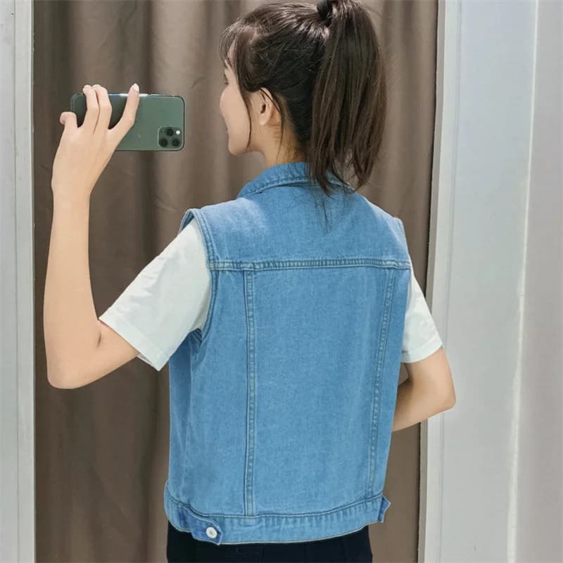 Gilet en Jean Surdimensionné pour Femme, Veste Décontractée, 6XL, Printemps Été