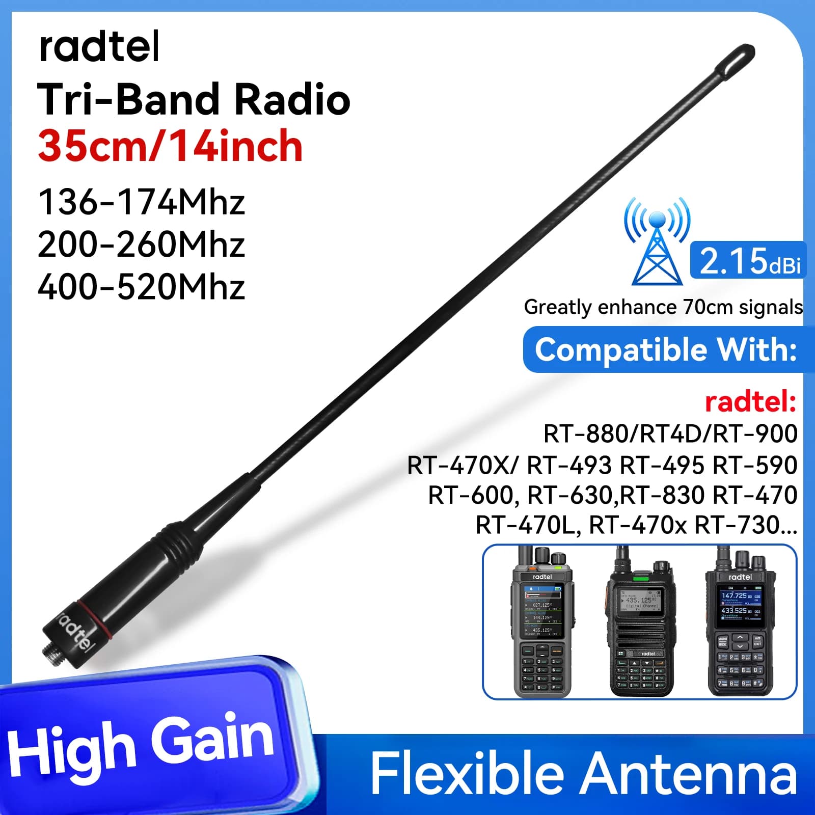 Radtel RHD-771S Tri-Band 144//220/430Mhz pour talkie-walkie Rt-4D Rt-470 Rt-900 Rt-470x RT-860 RT-86
