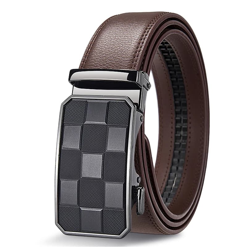 Ceinture automatique pour hommes Ceinture à boucle réglable en cuir véritable Ceinture de style équi