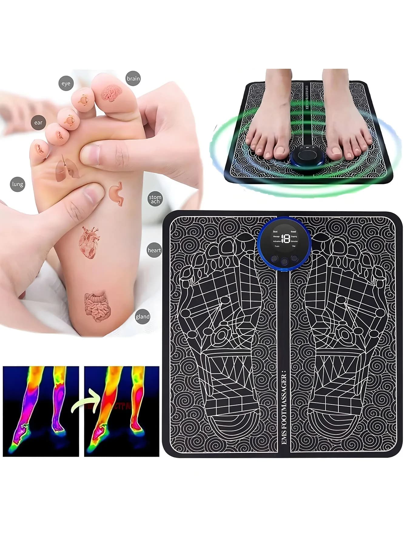 Masseur de pieds électrique rechargeable – Améliore la circulation sanguine et déteste les muscles