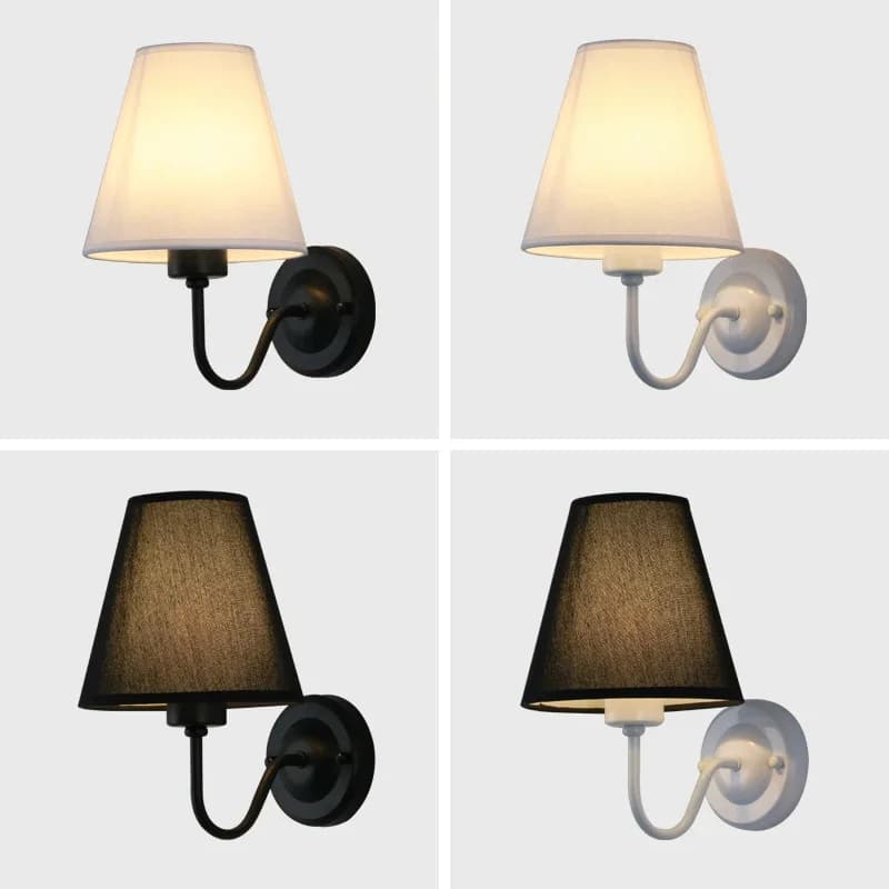 Lampe murale LED moderne, éclairage intérieur, style nordique, E27, lampe murale rétro en tissu, lam