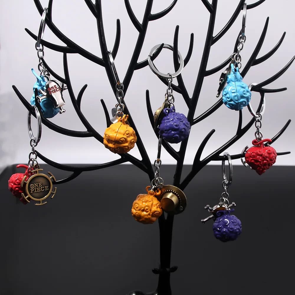 Porte-clés en métal une pièce, Anime Luffy Ace Law Devil Fruit, pendentif créatif, porte-clé de voit