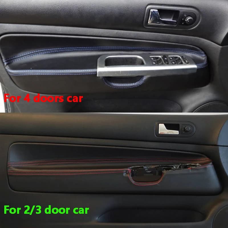 4 pièces 2/3/4 portes intérieur de voiture en cuir microfibre poignée de porte intérieure panneau co