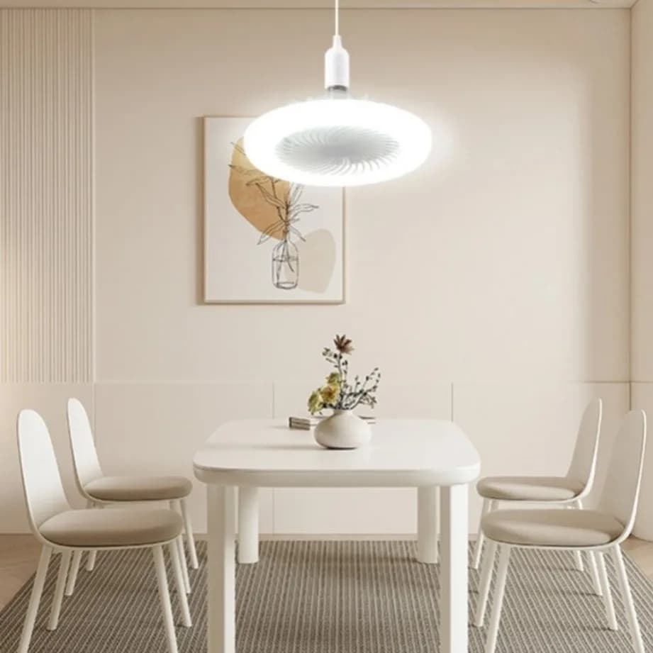 Ventilateur de Plafond avec Lampe d'Éclairage, Base de Convertisseur, avec Télécommande, Silencieux,