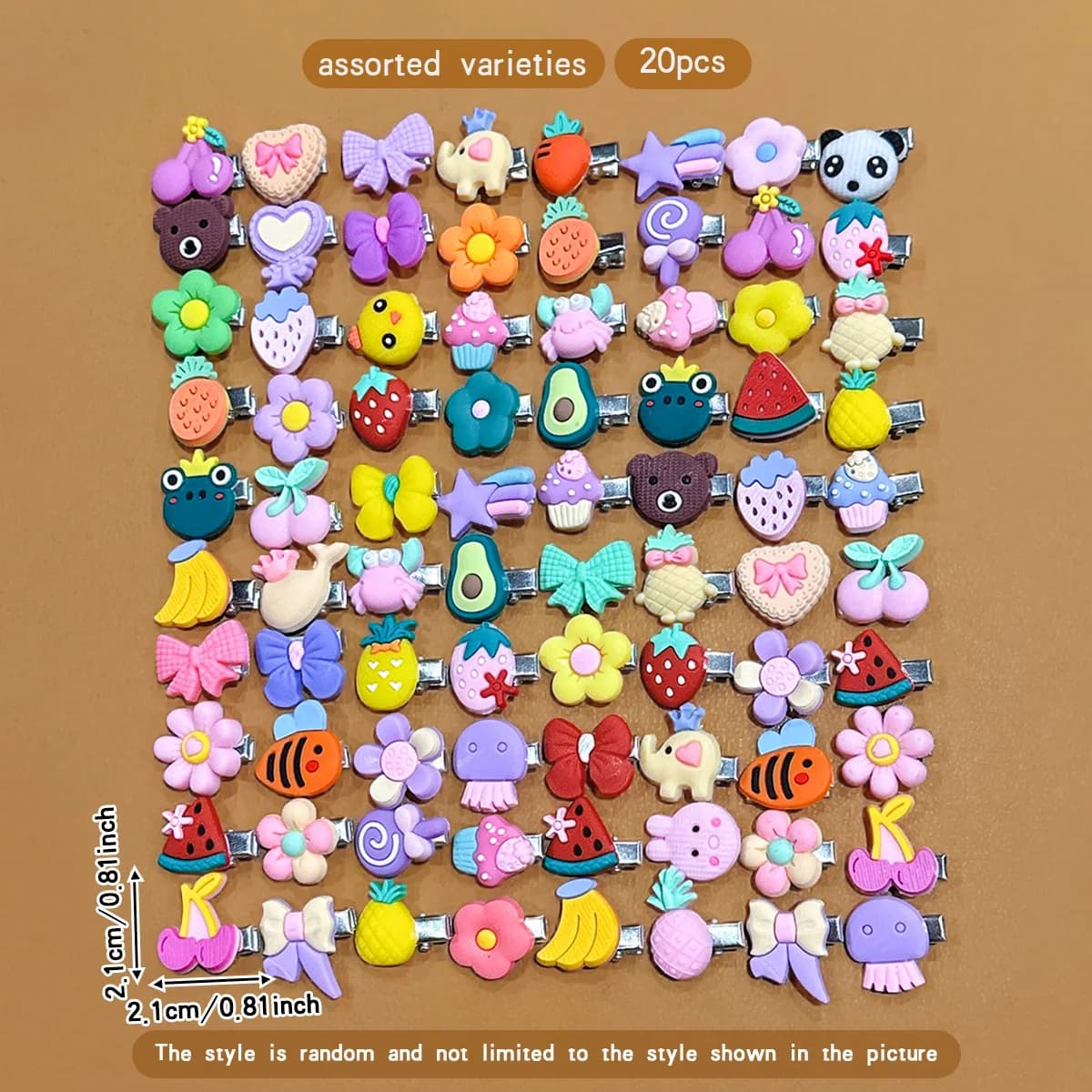 20 pinces à cheveux mignonnes de dessin animé aléatoires adaptées aux accessoires de cheveux quotidi