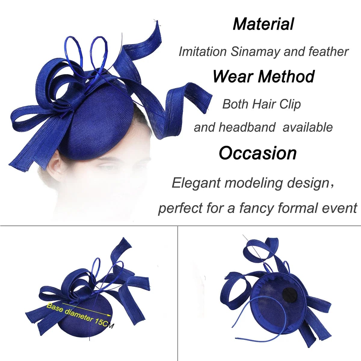 Sinamay-Chapeaux de charme pour dames, accessoires pour cheveux, pinces à cheveux, élégant, fête de 