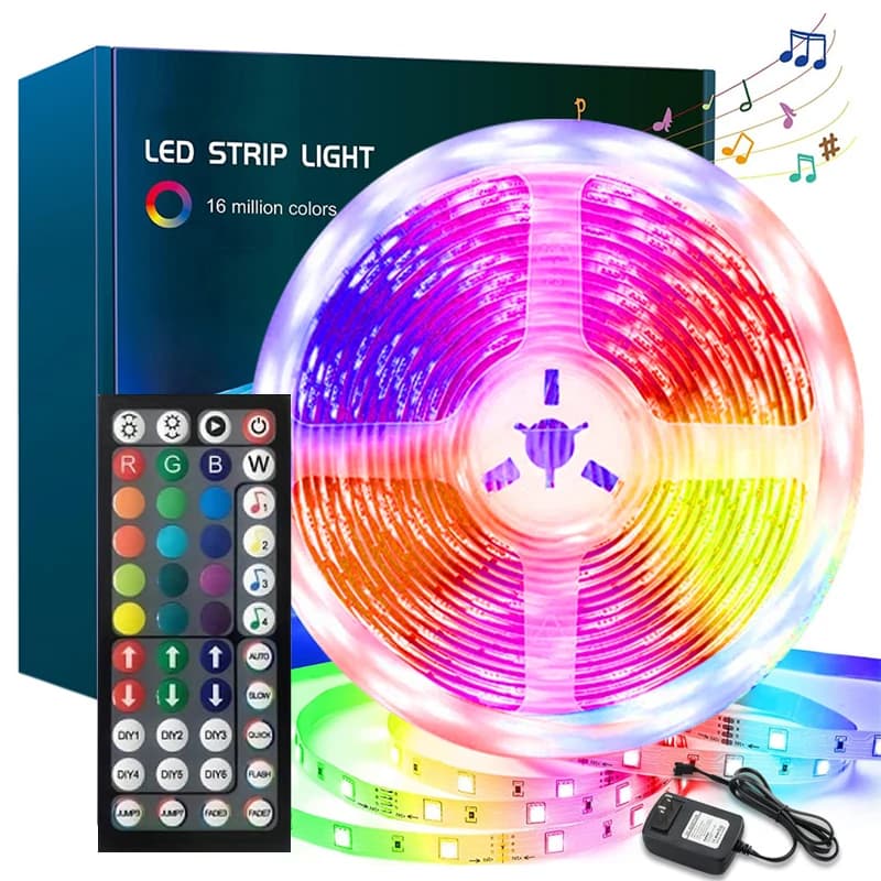 Bande lumineuse LED RVB avec télécommande et contrôle d'application, lumière de pièce, lampe proxy, 