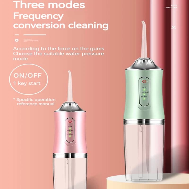 Irrigateur buccal Portable, Jet d'eau dentaire, Rechargeable par USB, pointe de cure-dents, 220ml, 3