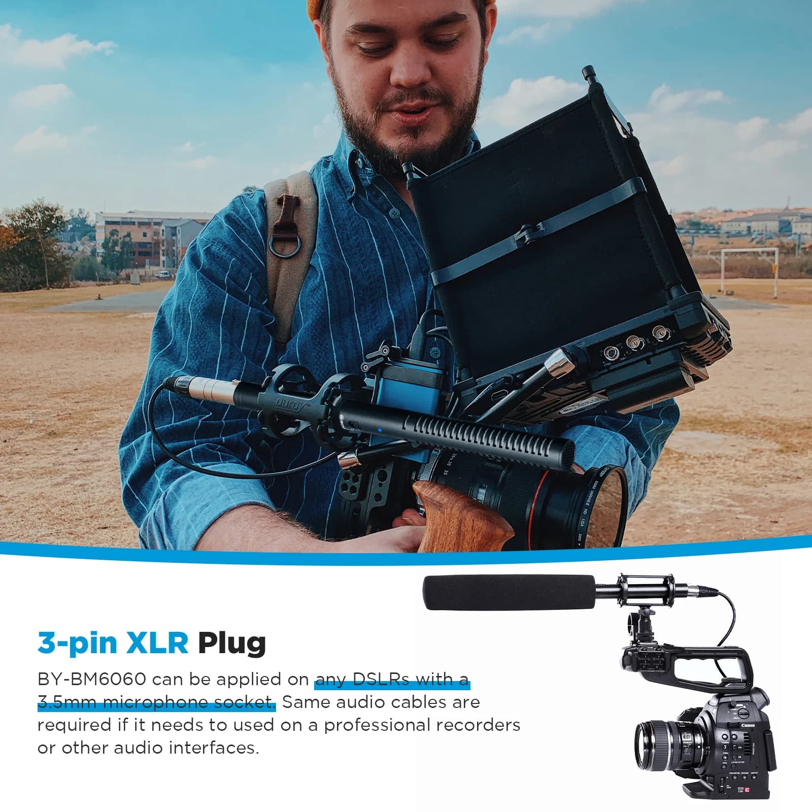 Interview Shotgun Microphone XLR BOYA Pro diffusion qualité micro BY-BM6060 pour Canon Nikon Sony ca