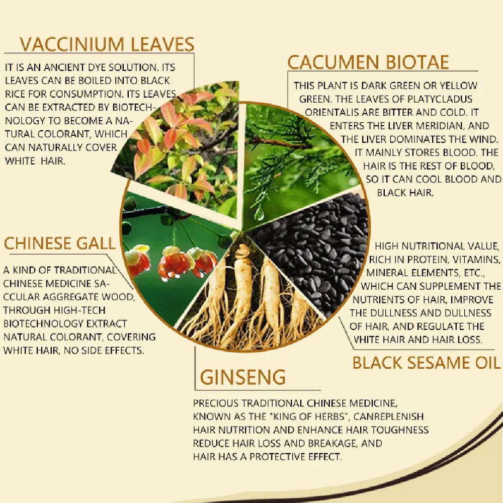 Shampooing Teinture Bio Naturel, Rapide, Permanent, Cheveux, Essence de Plantes, Crème Couvrante, Co