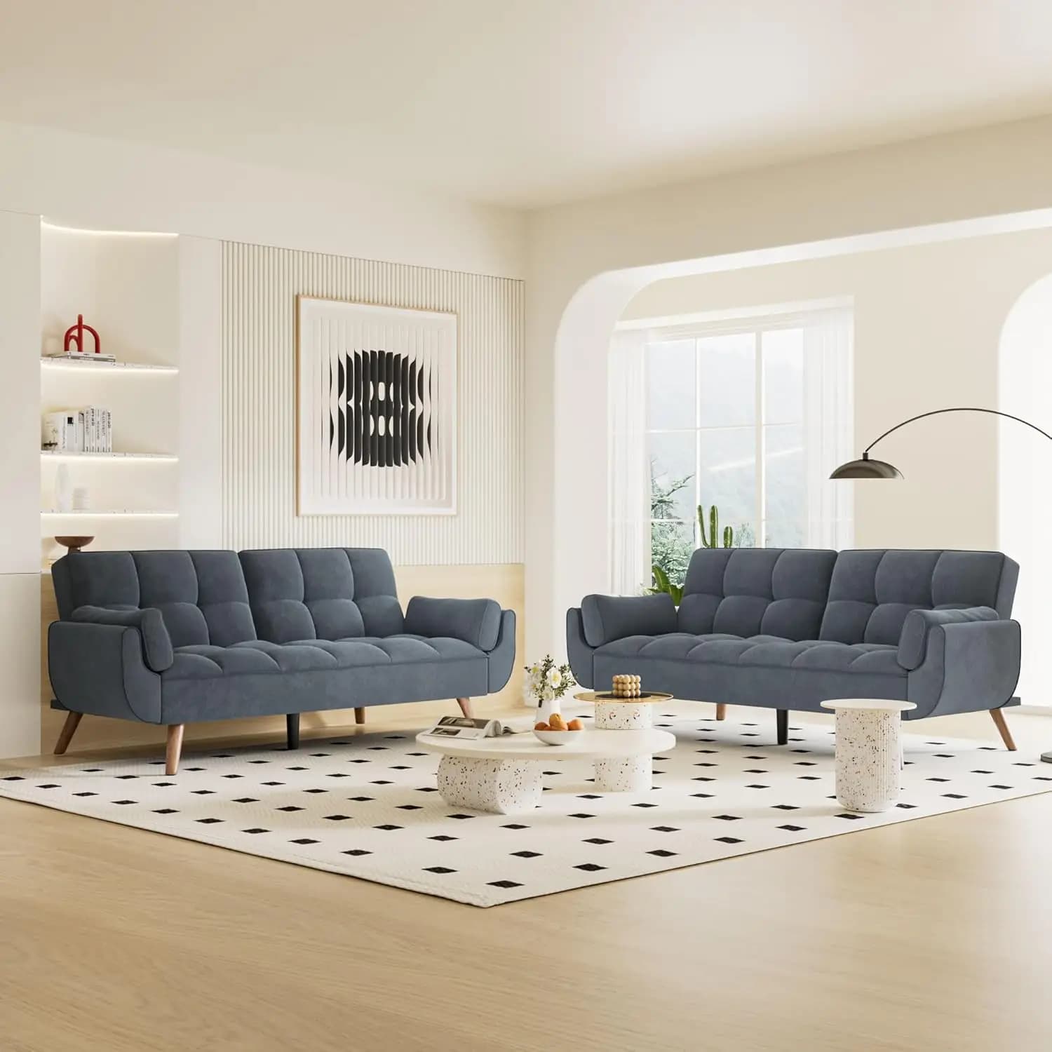 Canapé futon pour petits espaces et appartements, canapé-lit convertible moderne et confortable 2-en