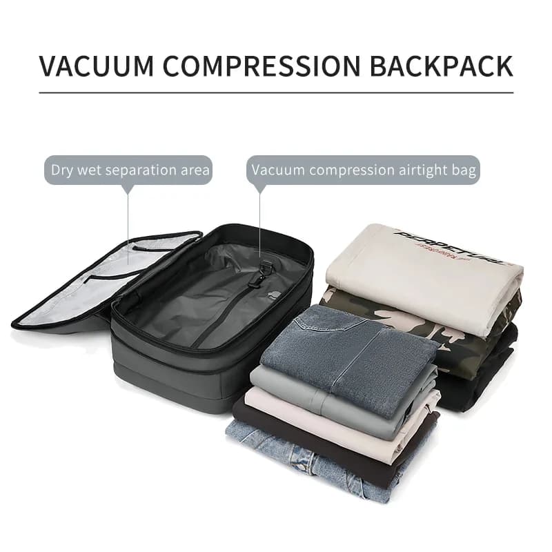 Sac à dos de voyage pour hommes, compression sous vide, sac à dos pour ordinateur portable de 17 pou
