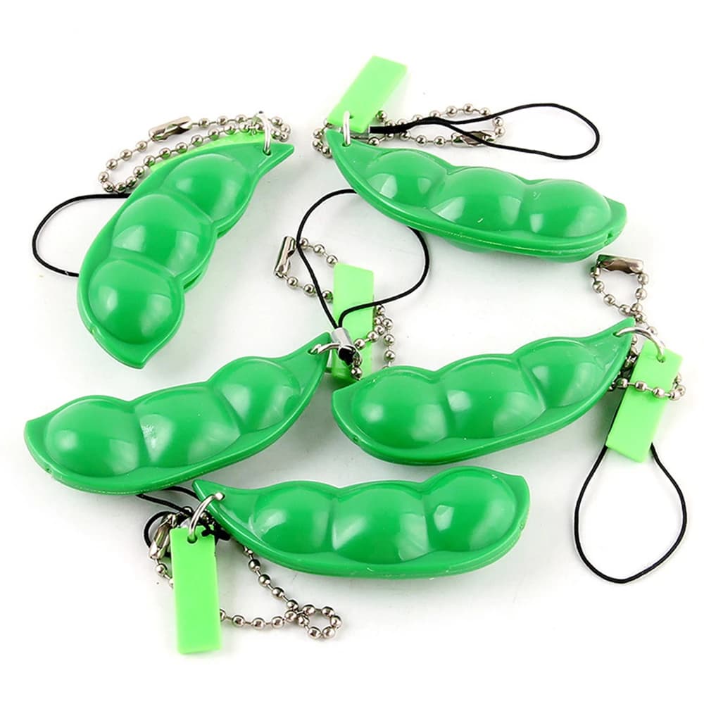 2-20 pièces Fidget jouet sac Portachiavi soulagement du stress Edamame jouet presser pois porte-clés