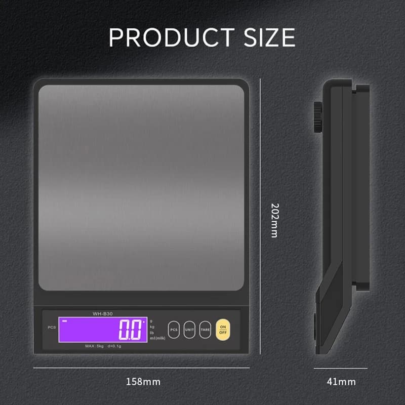 Balance de cuisine Rechargeable 5kg/10kg, entièrement étanche, affichage LCD, balance électronique e