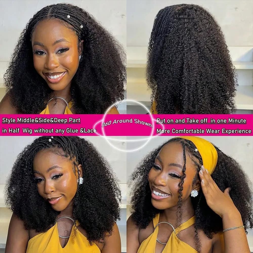 Jerry bouclés demi perruque cheveux humains sans couture crépus bouclés 3 en 1 demi perruque sans co