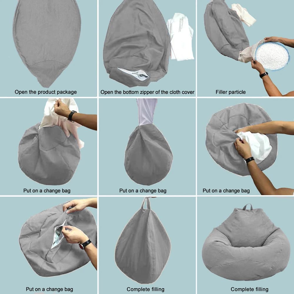 Canapés paresseux sans remplissage pour adultes, housse de chaise, chaise de sac de haricot, canapé,
