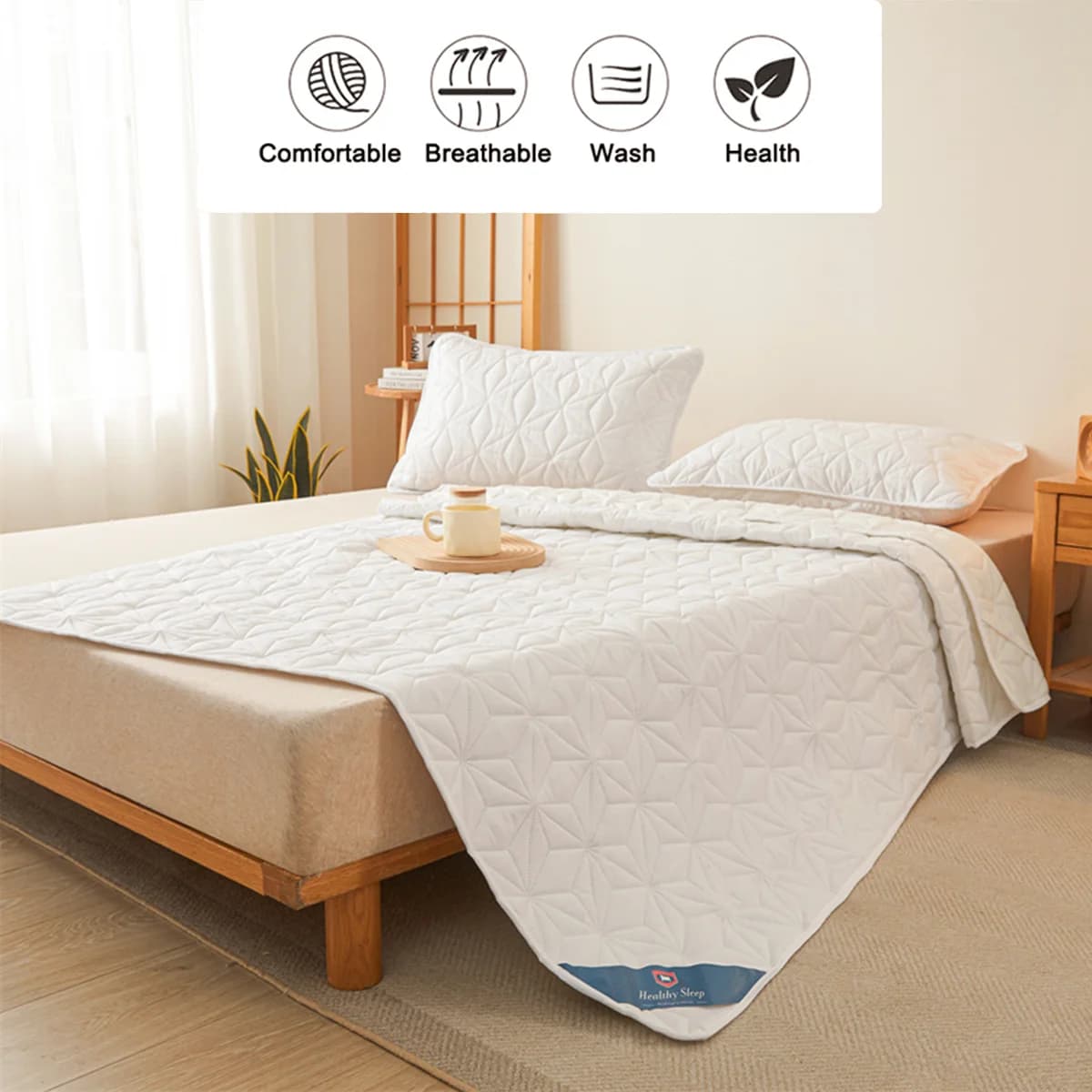 Protecteur de matelas imperméable – Housse de matelas respirante et silencieuse avec 4 sangles d'ang