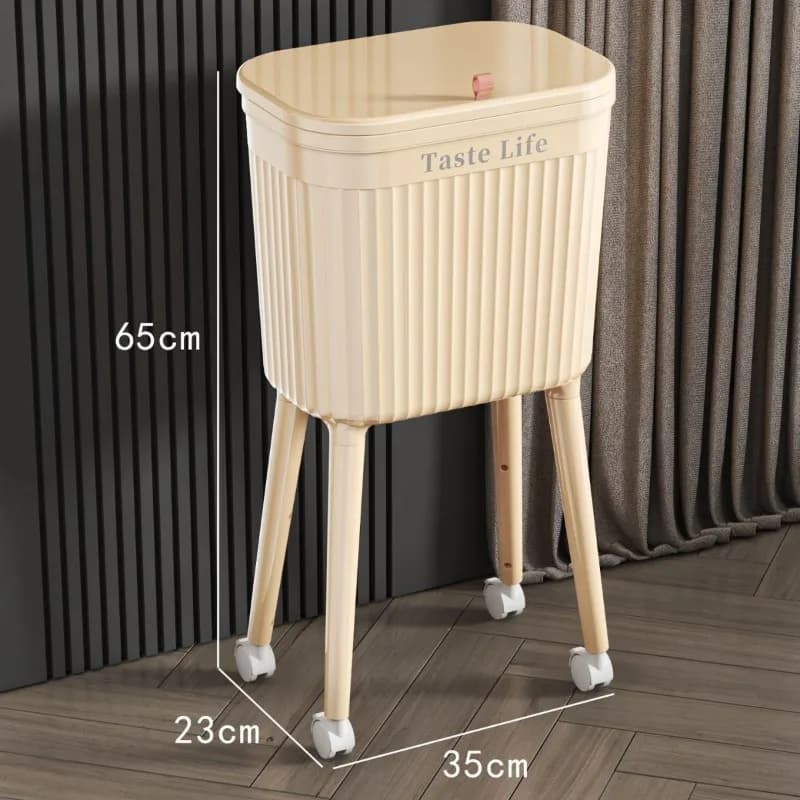 Poubelle nouvelle capacité domestique sans flexion Mobile à roulettes salon chambre cuisine toilette