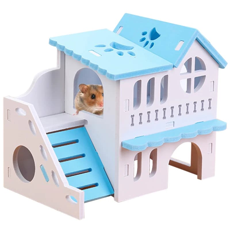 Maison de Hamster en bois, jouet pour animaux de compagnie, petit Animal, cachette, 2 couches avec é