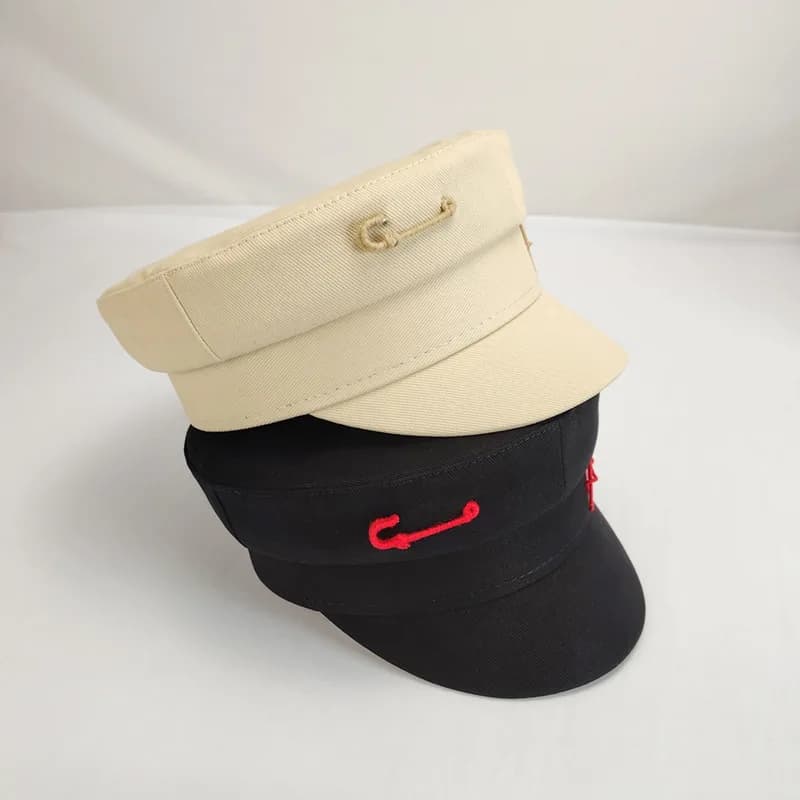 Casquettes gavroche en coton pour femmes, chapeau plat Militray, streetwear bleu marine, béret Lady 