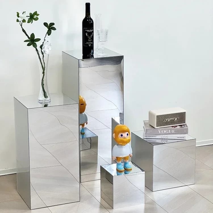 Boîte de présentation carrée pour miroir, support décoratif, base d'affichage d'accessoires photo, t