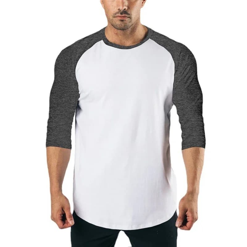 Chemise de Fitness à manches trois quarts pour hommes, vêtements d'entraînement, T-shirt respirant e