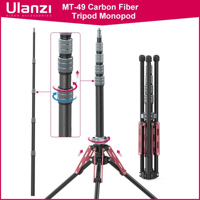 Ulanzi MT-49 Fibre De Carbone Trépied Monopode Avec Poignées Amovibles Invite astronomique ket Balan