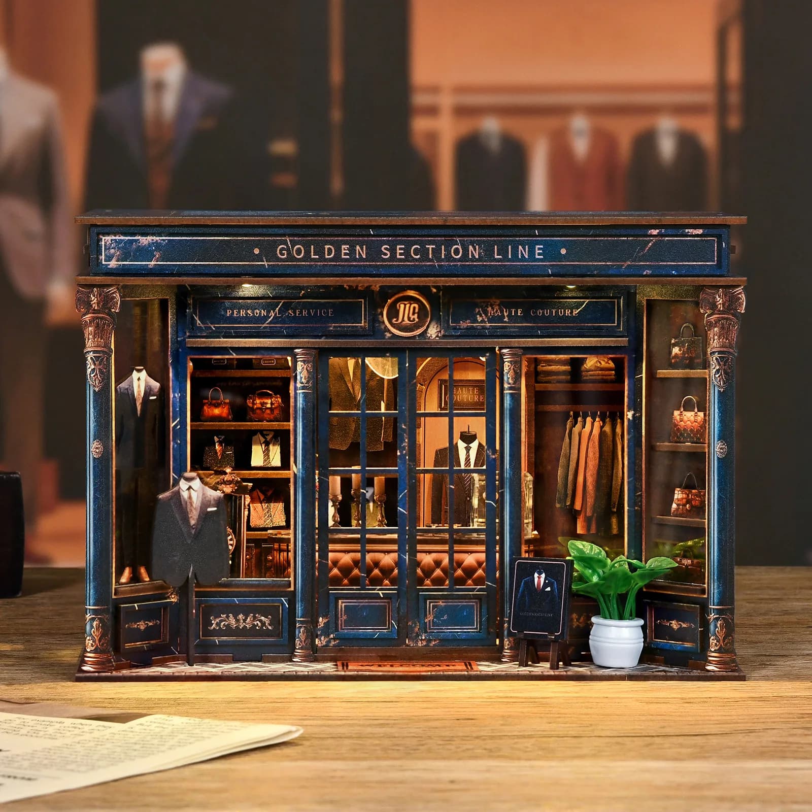 Kit de maison miniature DIY Golden Section Line – Puzzle 3D en bois avec éclairage LED, modèle de ma
