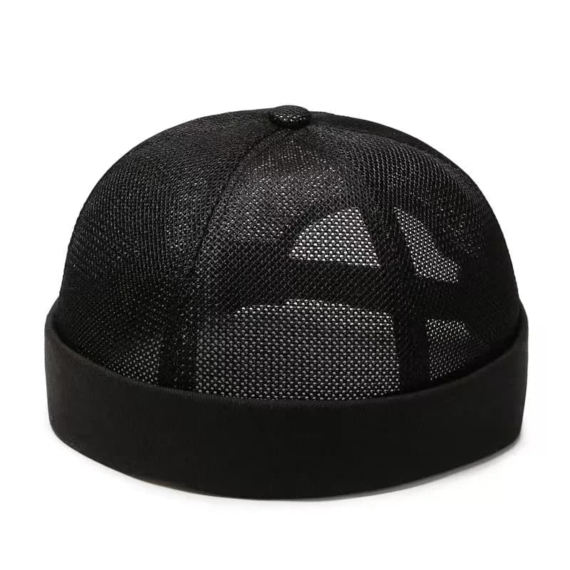 Casquette d'été unisexe en maille sans bords, casquette de marin Hip Hop avec manchette roulée, bonn