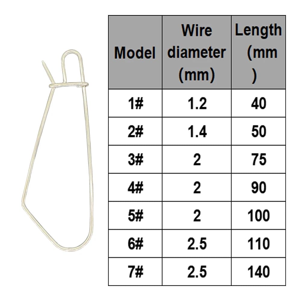 5 pièces 40/50/75/90/100/110/140mm leurre en acier inoxydable fermoir à poisson vivant fermoir à poi