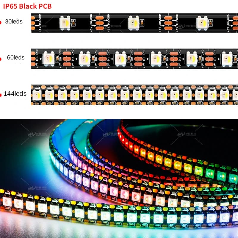 Bande Lumineuse LED SK6812 RGBW 4 en 1, Similaire à WS2812B 30 60 144 gible/m, Adressable Individuel