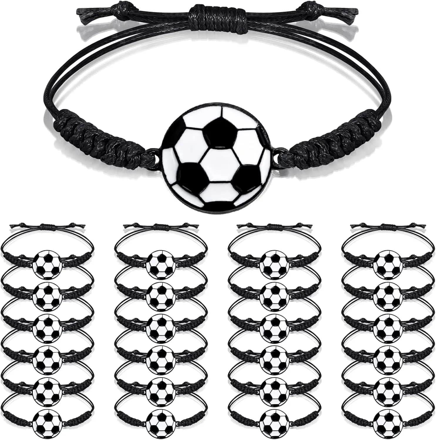 10-20 pièces Football enfants Bracelets réglable charme Football Bracelet sport tissé cordon Bracele