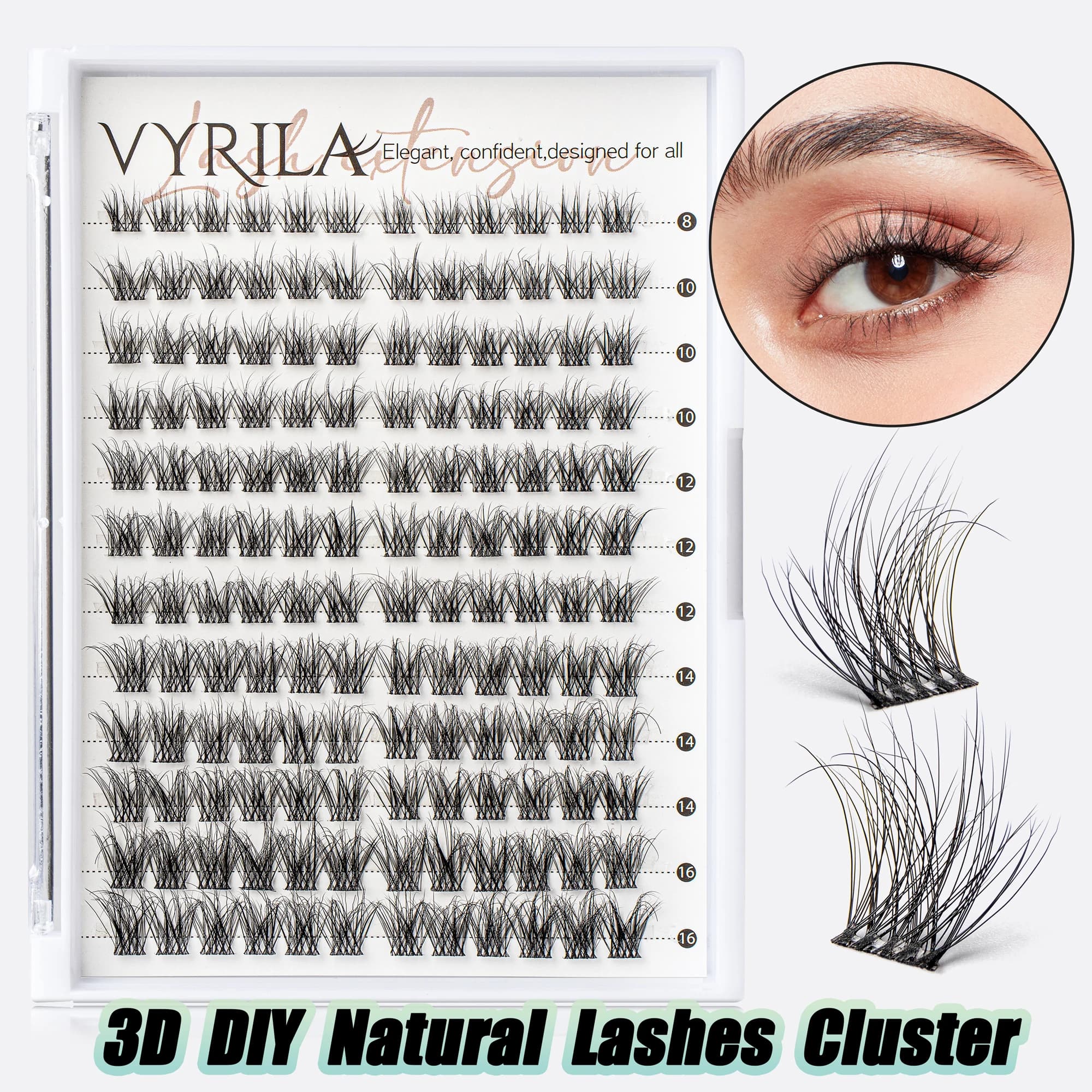 Cils individuels Cluster C Curl Mix Clusters de cils 3D vaporeux bricolage Extension de cils 0.1mm b