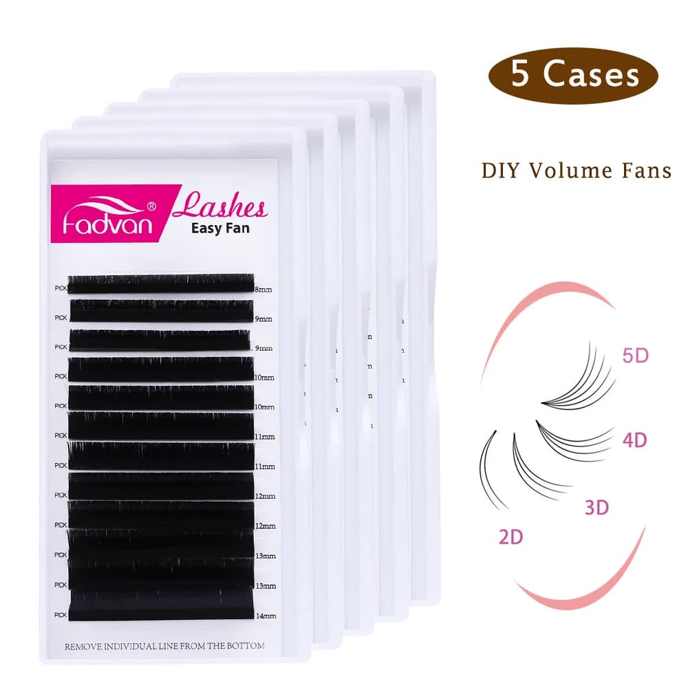 5 étuis/Lot facile ventilateur cils floraison Faux vison cils Fadvan Auto-ventilateur Extension de c