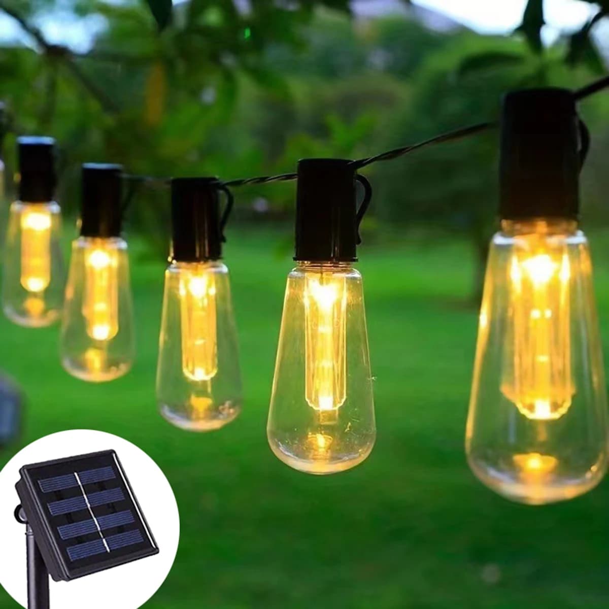 Guirxiété lumineuse solaire à LED pour extérieur, ampoules globe de Noël, décoration de camping, fêt