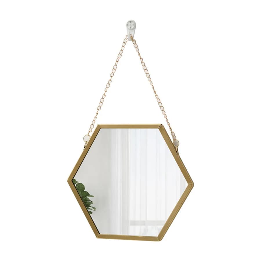 Miroir mural hexagonal en fer, miroir décoratif mural, salon, salle de bain, dortoir, lavabo, ma mur