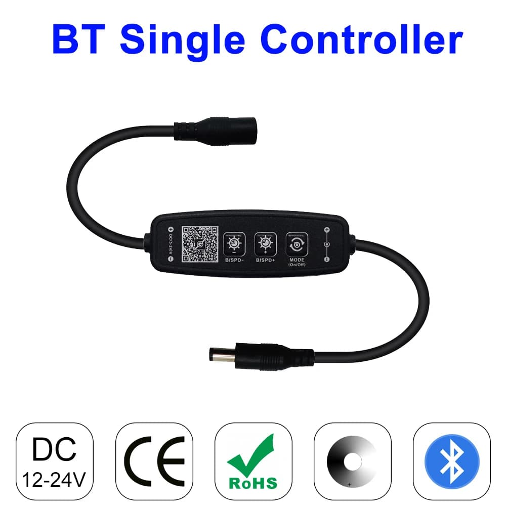 Mini contrôleur de Led sans fil, bouton variable, Bluetooth, pour bande lumineuse monochrome 3014 CO