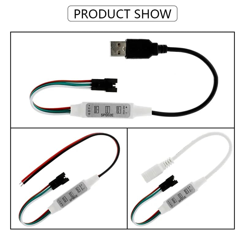 SP002E LED RGB contrôleur 600 Pixels variateur 3 touches DC5-24V USB 5V pour WS2811 WS2812B adressab