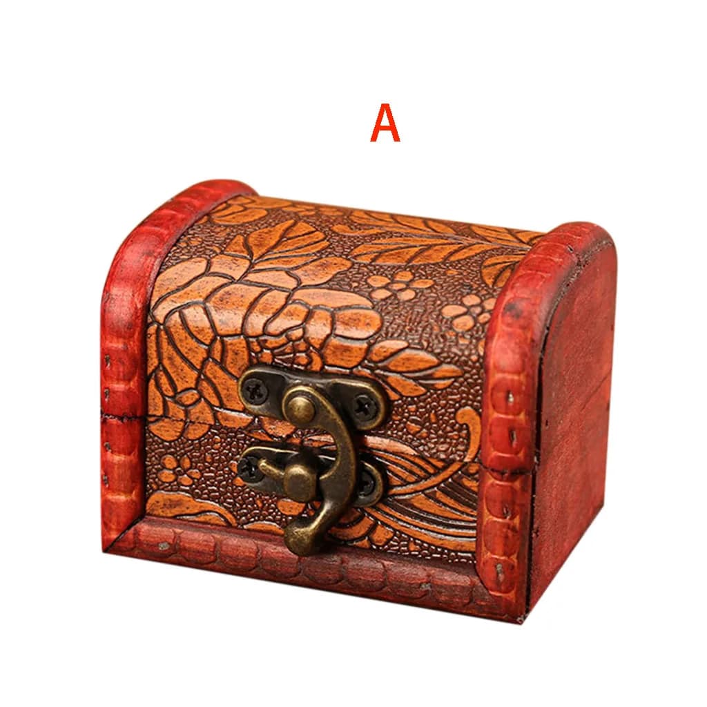 Boîte à bijoux Vintage en bois faite à la main, 1 pièce, avec Mini serrure en métal pour ranger les 